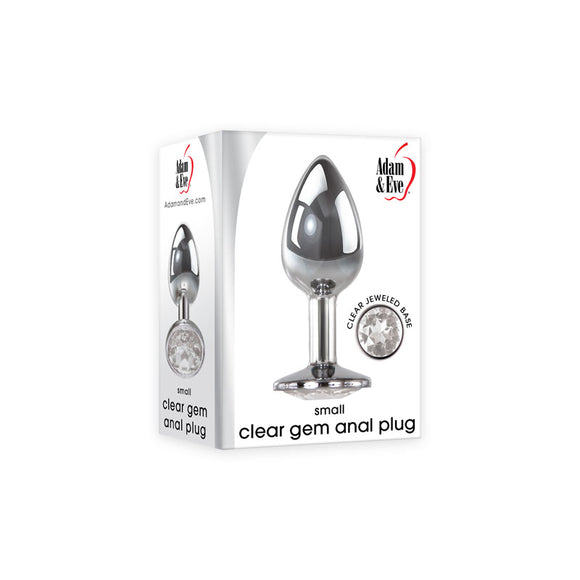 Adam & Eve Clear Gem Anal Plug - Small - Metallic 7.1 cm Small Butt Plug with Clear Gem Base-C656 2458
