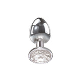 Adam & Eve Clear Gem Anal Plug - Large - Metallic 9.5 cm Large Butt Plug with Clear Gem Base