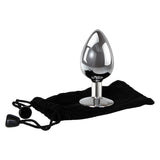 Adam & Eve Clear Gem Anal Plug - Large - Metallic 9.5 cm Large Butt Plug with Clear Gem Base