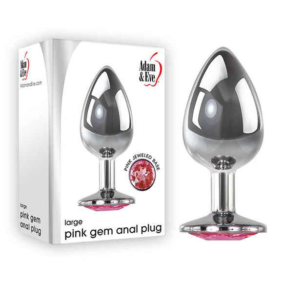 Adam & Eve Pink Gem Anal Plug - Large - Silver Large cm Metal Butt Plug with Pink Gem-C656 6288