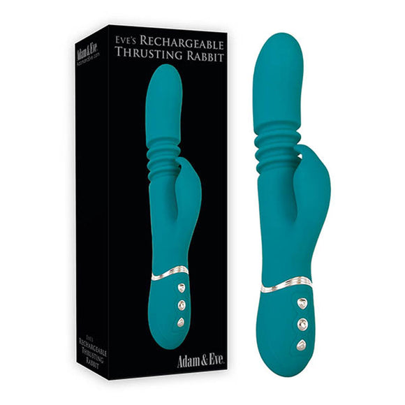Adam & Eve Eves Rechargeable Thrusting Rabbit - Green 22.9 cm (9) USB Rechargeable Thrusting Rabbit Vibrator-C706 5000