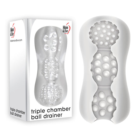 Adam & Eve Triple Chamber Ball Drainer - Clear Masturbator Sleeve-C839 2400