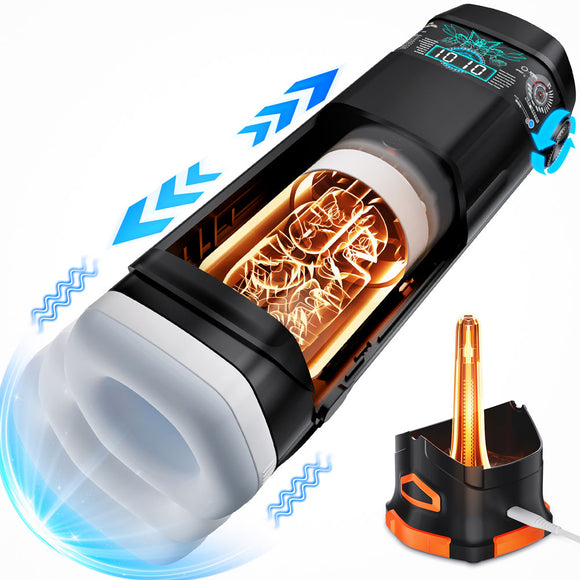 CyberSkin The Titan - Black USB Rechargeable Thrusting & Vibrating Auto Masturbator with Heater-CS-BT-BLK