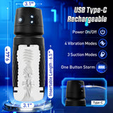 CyberSkin The Warrior - Black USB Rechargeable Sucking & Vibrating Auto Masturbator-CS-BW-BLK