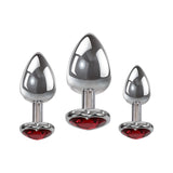 Adam & Eve Three Hearts Gem Anal Plug Set - Metallic Butt Plugs with Gem Bases - Set of 3 Sizes-D724 8500