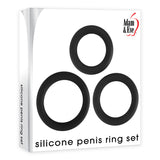 Adam & Eve Silicone Penis Ring Set - Black Cock Rings - Set of 3 Sizes-D726 8000
