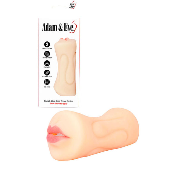Adam & Eve Bang & Blow Deep Throat Stroker - Flesh Vagina & Mouth Dual Ended Stroker-E073 1000