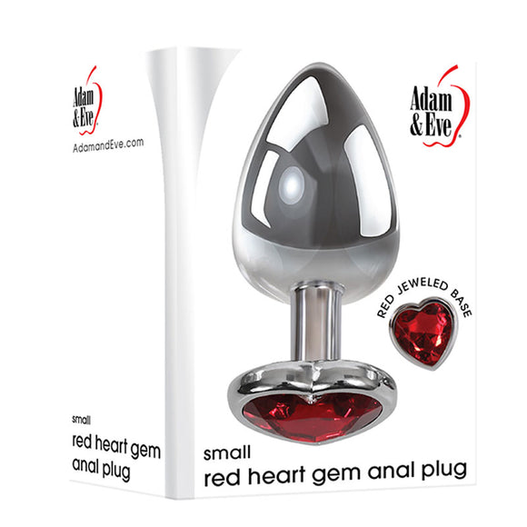 Adam & Eve Red Heart Gen Anal Plug - Small - Metallic 7.1 cm Butt Plug with Heart Gem Base-E161 8558