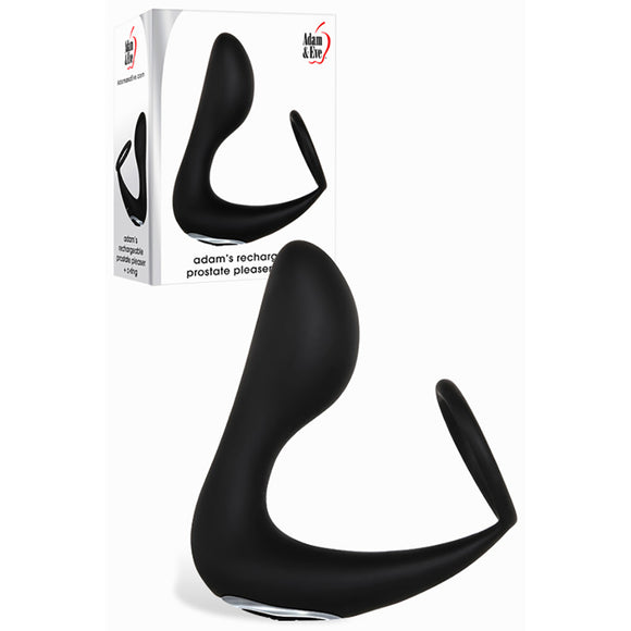 Adam & Eve Adams Rechargeable Prostate Pleaser & C-Ring - Black USB Rechargeable Anal Plug with Cock Ring-E196 8000