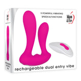 Adam & Eve Rechargeable Dual Entry Vibe - Pink USB Rechargeable Vibrator with Remote Control-E504 6200