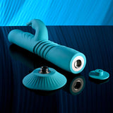 Evolved BUNNY HOP - Teal 25.1 cm USB Rechargeable Thrusting Rabbit Vibrator with Suction Base-EN-RS-6008-2