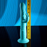 Evolved BUNNY HOP - Teal 25.1 cm USB Rechargeable Thrusting Rabbit Vibrator with Suction Base-EN-RS-6008-2
