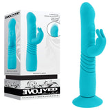 Evolved BUNNY HOP - Teal 25.1 cm USB Rechargeable Thrusting Rabbit Vibrator with Suction Base-EN-RS-6008-2