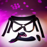 Evolved GIVING VIBES - Black 14.6 cm USB Rechargeable Vibrating Strap-On with Remote-EN-RS-6046-2