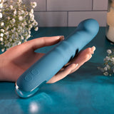 Evolved QUEEN OF ALL TRADES - Blue 22.6 cm USB Rechargeable Thrusting & Rotating Vibrator-EN-RS-6305-2