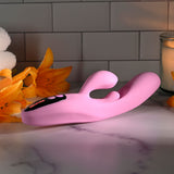 Evolved PUSH THE BUTTON - Pink 23.5 cm USB Rechargeable Rabbit Vibrator with G-Spot Bud