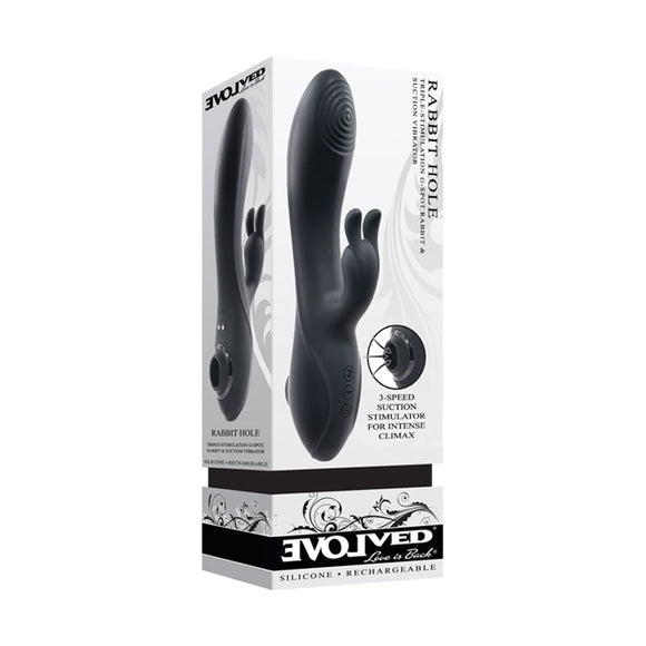 Evolved RABBIT HOLE - Black 21.2 cm USB Rechargeable Rabbit Vibrator-EN-RS-8805-2