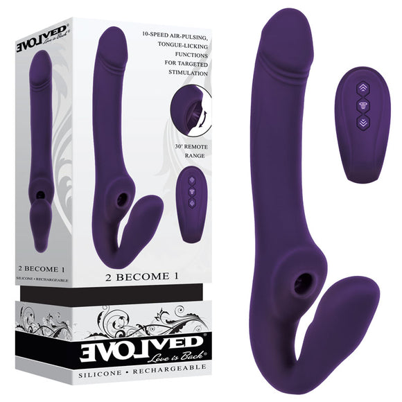 Evolved 2 BECOME 1 - Purple 23.5 cm USB Rechargeable Strapless Strap-On with Remote-EN-RS-9192-2