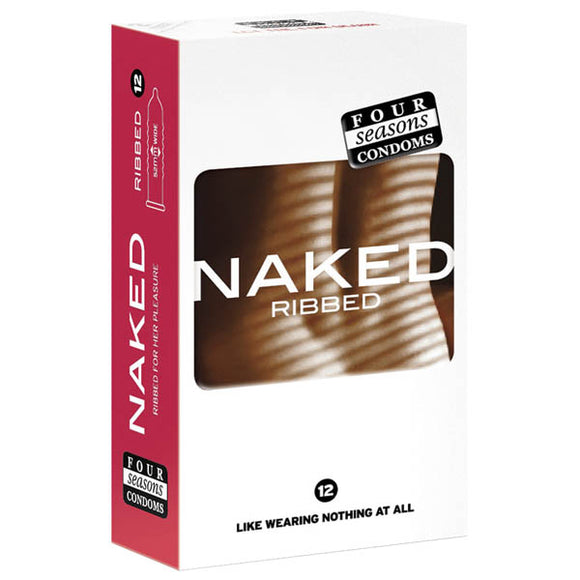 Four Seasons Naked Ribbed - Ultra Thin Ribbed & Lubed Condoms - 12 Pack-FOR024