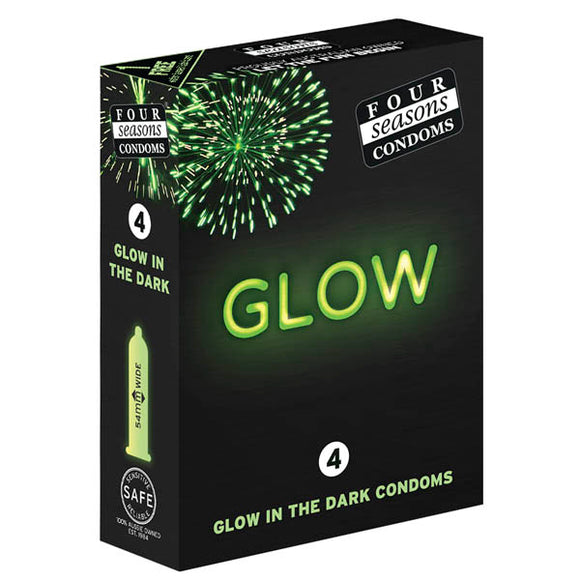 Four Seasons Glow N Dark Condoms - Glow In The Dark Lubricated Condoms - 4 Pack-FOR067