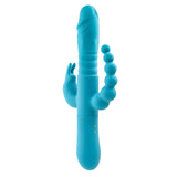 Adam & Eve THRUSTING TRIPLE JOY RABBIT - Teal 25.4 cm USB Rechargeable Rabbit Vibrator with Anal Probe-G117 4600