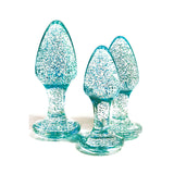 Adam & Eve Glitter Gem 3-Piece Butt Plug Set - Blue - Glitter Blue Butt Plugs - Set of 3 Sizes-G135 4000
