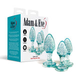 Adam & Eve Glitter Gem 3-Piece Butt Plug Set - Blue - Glitter Blue Butt Plugs - Set of 3 Sizes-G135 4000
