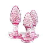 Adam & Eve Glitter Gem 3-Piece Butt Plug Set - Pink - Glitter Pink Butt Plugs - Set of 3 Sizes-G135 6200