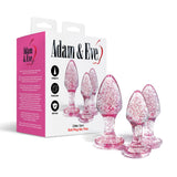 Adam & Eve Glitter Gem 3-Piece Butt Plug Set - Pink - Glitter Pink Butt Plugs - Set of 3 Sizes-G135 6200