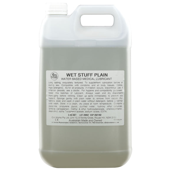 Wet Stuff Plain - 5kg Bottle - Water Based Lubricant with Vitamin E - 5 kg Bottle-GW32210