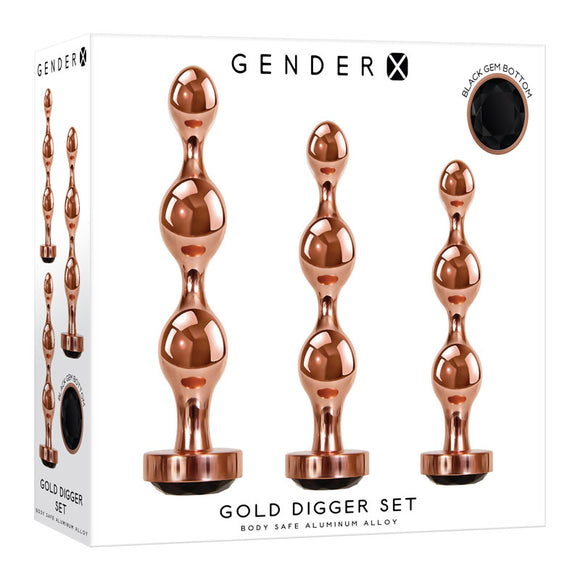 Gender X GOLD DIGGER SET - Rose Gold Metallic Butt Plugs - Set of 3 Sizes-GX-BP-9154-2