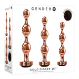 Gender X GOLD DIGGER SET - Rose Gold Metallic Butt Plugs - Set of 3 Sizes-GX-BP-9154-2