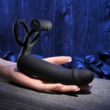 Gender X FULL SWING - Black USB Rechargeable Vibrating Cock Ring with Double Penetrator Dildo-GX-RS-6343-2
