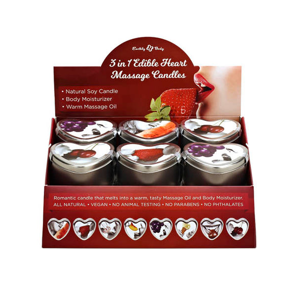 3 in 1 Edible Heart Massage Candles - Flavoured Massage Candles - Counter Display of 12-HSCK1032