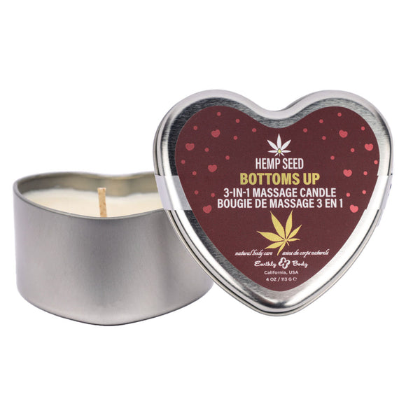 EB Hemp Seed 3 in 1 Massage Heart Candle - Bottoms Up - Bottoms Up (Wild Blueberries