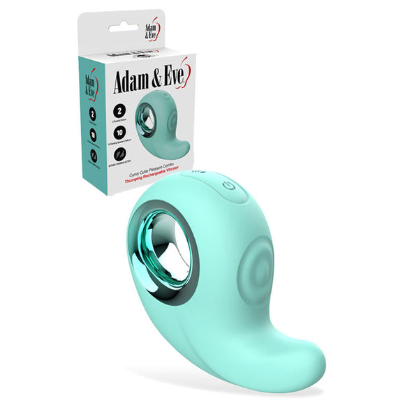 Adam & Eve CURVY CUTIE PLEASURE COMBO - Teal USB Rechargeable Tapping Stimulator-I484 4600