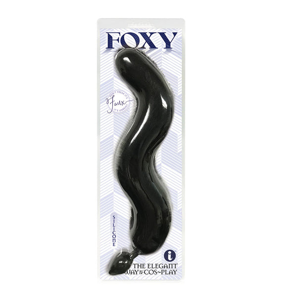 Foxy Fox Tail Silicone Butt Plug - Black - 46 cm Tail-IC1402