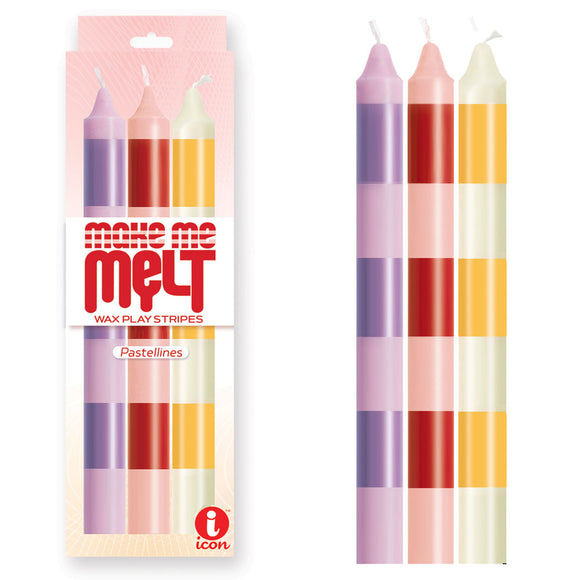 The 9s Make Me Melt Drip Candle 3-Pk - Pastellines - Pastel Coloured Drip Candles - 3 Pack-IC2328