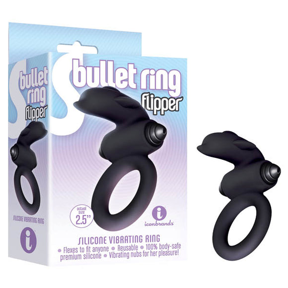 S-Bullet Ring - Flipper - Black Vibrating Cock Ring-IC2606-2