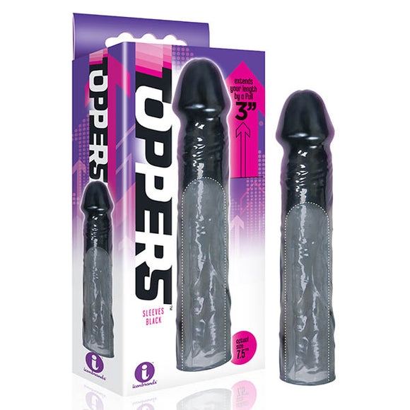 The 9s Toppers - Black 7.6 cm (3) Penis Extension Sleeve-IC2630-2
