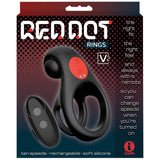 Red Dot Rings - V2 - Black USB Rechargeable Vibrating Cock & Ball Ring with Remote-IC5077