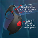 Red Dot Rings - V3 - Black USB Rechargeable Vibrating Cock & Ball Ring with Remote-IC5078