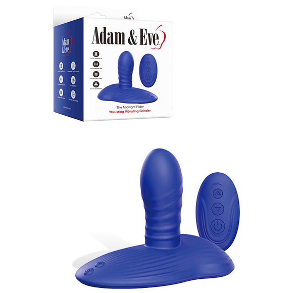 Adam & Eve THE MIDNGHT RIDER - Blue USB Rechargeable Thrusting Vibrating Grinder with Remote Control-J285 4000