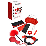 Adam & Eve SENSUAL SCARLET NIGHTS - Black/Red Couples Bondage Kit - Set of 10 Pieces-J535 6000