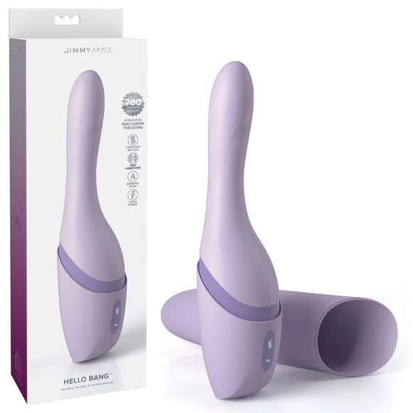 JimmyJane Hello Bang - Purple 27 cm USB Rechargeable Warming & Thrusting Vibrator-JJ40053
