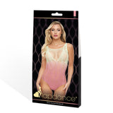 LAPDANCE Rosy Sunset Bodysuit - Cream/Rose - One Size-LC132