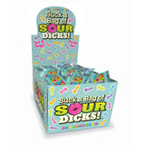 Suck A Bag Of Sour Dicks Counter Display - Sour Fruit Flavoured Lollies - Counter Display of 100 Party Packs-LGCP.1116
