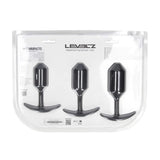 LEVELZ Silicone Weighted Anal Plug Training Set - Black Weighted Butt Plugs - Set of 3 Sizes