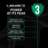 LEVELZ Vibrating & Thrusting TriO Cock Ring with Prostate Stimulator - Black USB Rechargeable Vibrating Cock Ring with Thrusting Prostate Plug