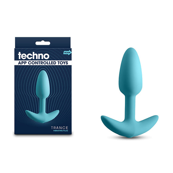 Techno - Trance - Blue 10.9 cm USB Rechargeable Butt Plug with App Control-NSN-0287-17